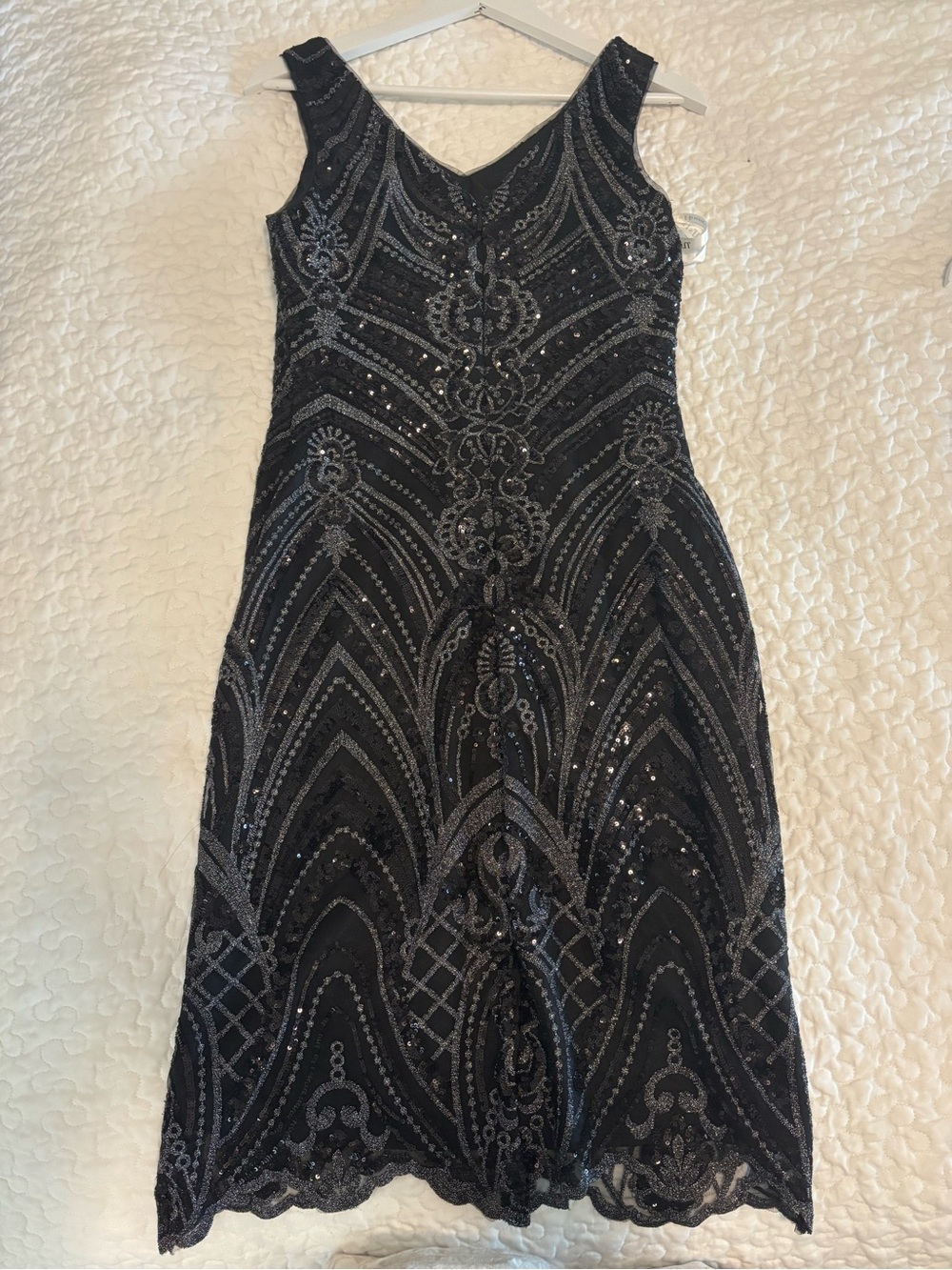 JJs House Black Dress with Silver Sequin Embroidery